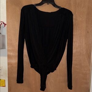 Free People Elegant Black Long Sleeve Bodysuit